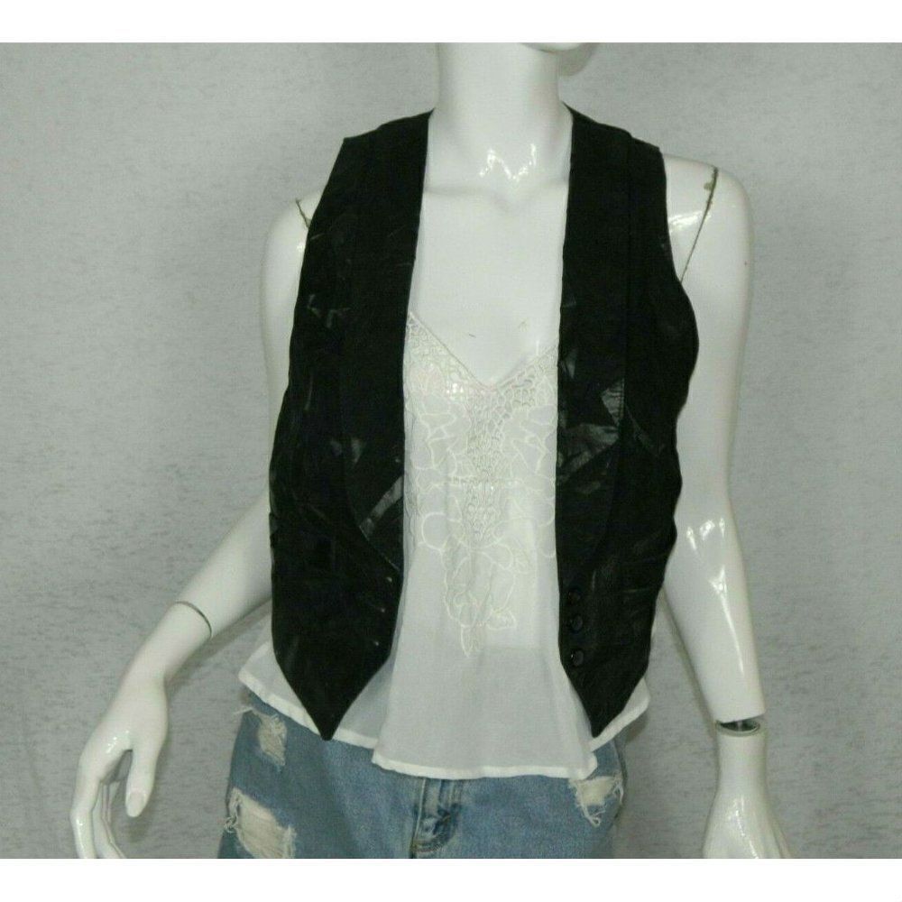 Remy‎ Coats Black Steampunk Boho Pockets Vest Sz 4